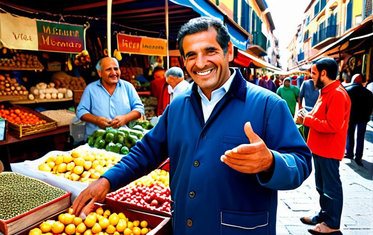 Prosperous Merchant in a Bustling Marketplace**

"A professional merchant, fully clothed in modest attire befitting a trader, stands in a vibrant Spanish marketplace, surrounded by colorful stalls overflowing with goods. The merchant is smiling and engaged in conversation with a potential customer. In the background, other merchants and shoppers create a lively atmosphere. Perfect anatomy, correct proportions, well-formed hands, proper finger count, natural body proportions, safe for work, appropriate content, professional, family-friendly."

**