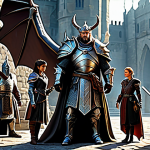**

A group of adventurers, fully clothed in appropriate fantasy armor and robes, coordinating a strategy to defeat a large dragon boss in a detailed, ancient castle environment. The scene includes elements of teamwork and communication, safe for work, perfect anatomy, natural proportions, professional digital art, high quality, family-friendly.

**