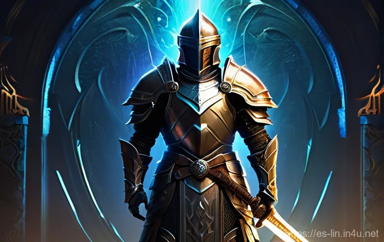 리니지 직업 스위칭 팁 - **Prompt 1: Contemplating a New Path**
    A powerful Lineage 2M warrior, gender-neutral, stands in ...