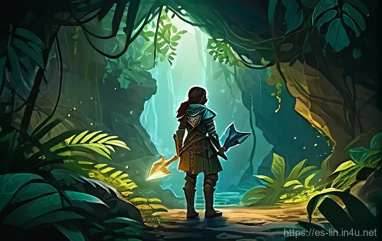 리니지 사냥터 공유 팁 - **Prompt:** "A determined female adventurer, clad in practical, weathered leather armor and sturdy g...