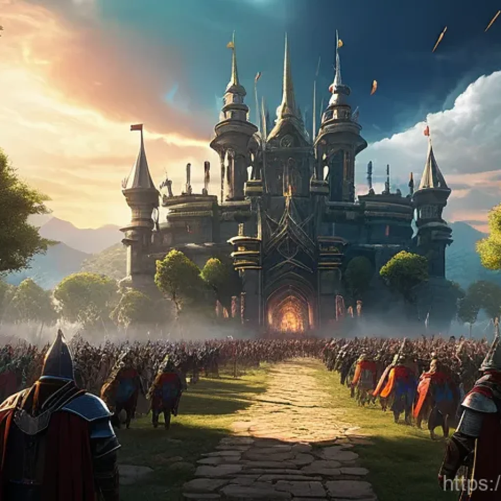 리니지 팬덤 이벤트 - **Prompt 1: Epic In-Game Festival**
"A breathtaking, dynamic scene depicting a massive in-game f...