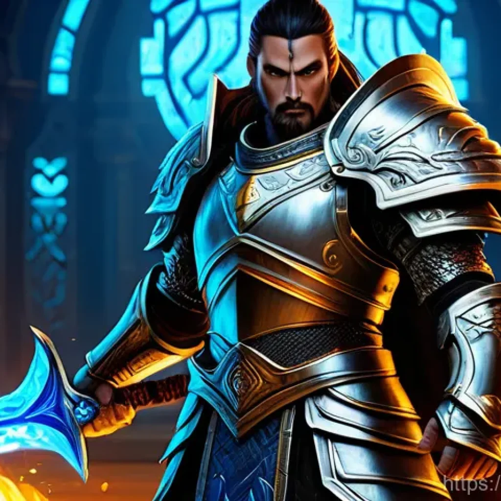 리니지 고수의 노하우 공유 - **Prompt:** "A highly detailed, epic fantasy artwork depicting a powerful, seasoned warrior characte...