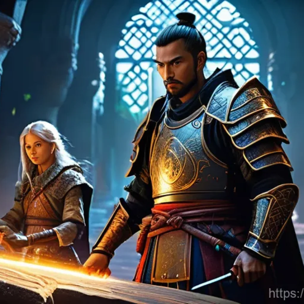 리니지 글로벌 서버 특징 - **Prompt:** "A diverse group of fantasy adventurers, each representing a unique global aesthetic (e....