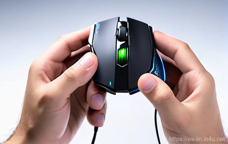 리니지 전용 마우스 설정 - **Claw Grip:**
    "A female gamer, approximately 18-25 years old, is intensely focused during a gam...