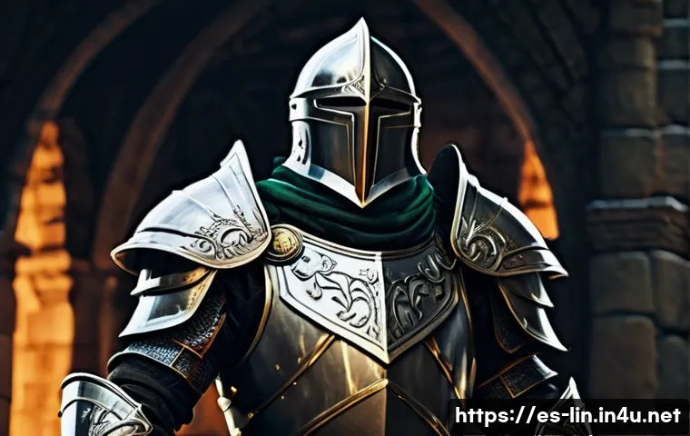 리니지 MMORPG 입문 가이드 - **Prompt:** A valiant male Knight, mid-battle, clad in robust, dark full plate armor that covers his...