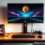 리니지 접속 오류 해결법 - A detailed digital illustration of a professional gamer’s setup in a modern Spanish home, focusing o...