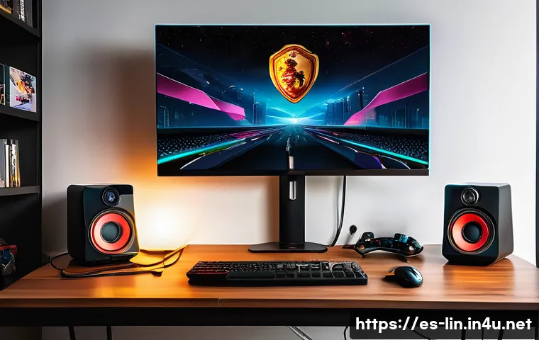 리니지 접속 오류 해결법 - A detailed digital illustration of a professional gamer’s setup in a modern Spanish home, focusing o...