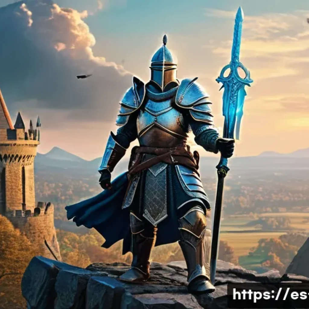 리니지 퀘스트 순위 비교 - A detailed fantasy scene depicting a seasoned warrior in ornate, rare armor wielding a legendary ele...