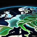 리니지 리마스터 서버 구조 - A futuristic data center network map illustrating the global geographic distribution of Lineage Rema...