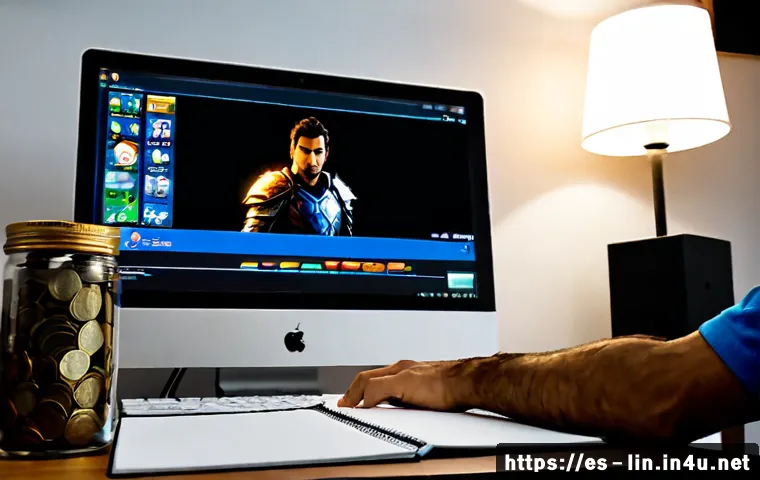 리니지 최적의 스탯 분배 - Photorealistic Spanish-speaking male gamer in his early 30s at a clean modern home desk in Madrid, t...